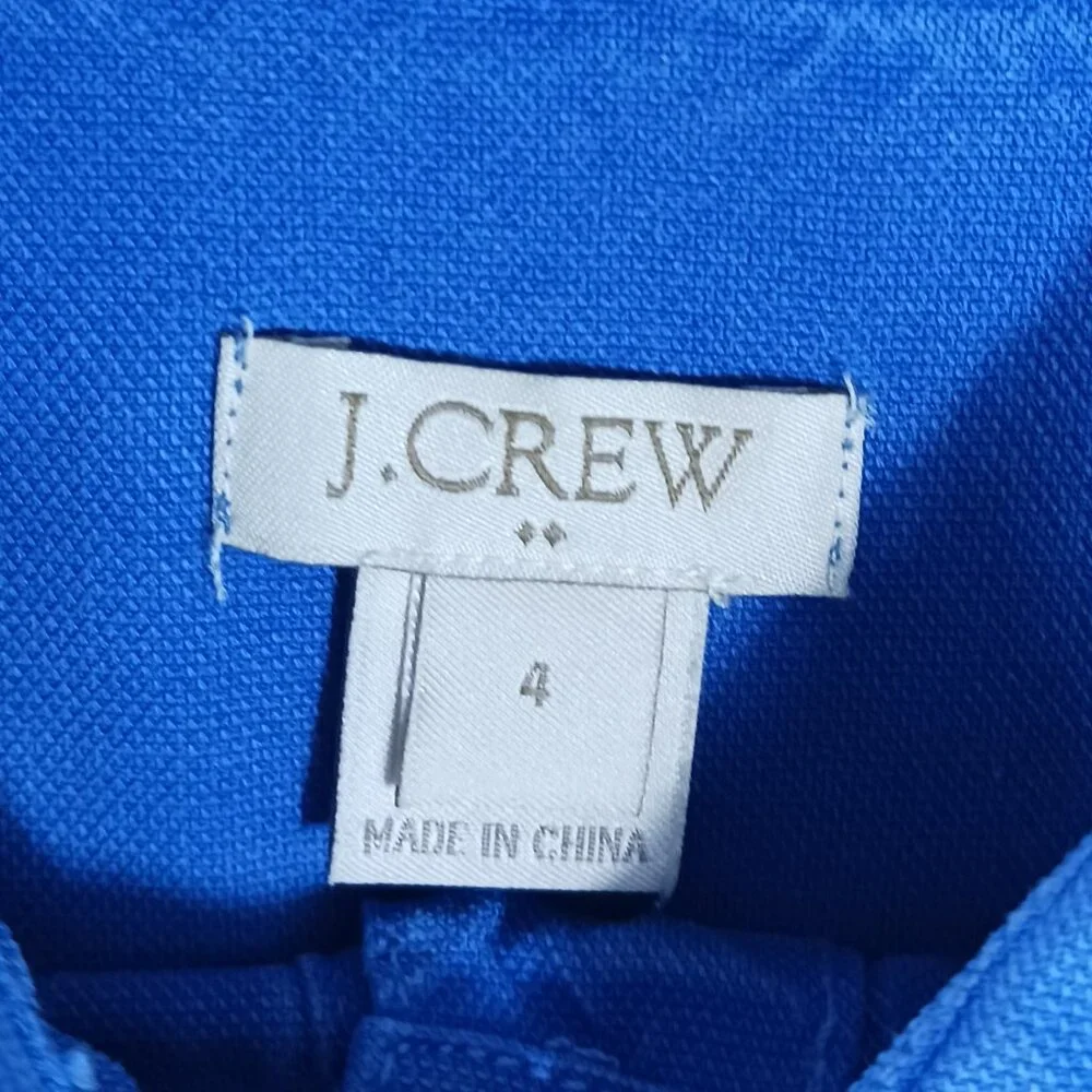 J. Crew Preppy Cobalt Blue, Short Sleeve Dress, Size 4, 3/4 Button Down, Pockets - Picture 2 of 16